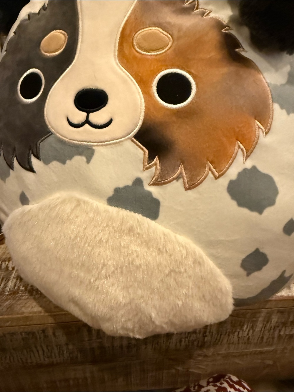 Squishmallows Plush Dog Face Pillow - Cream, Brown & Gray
